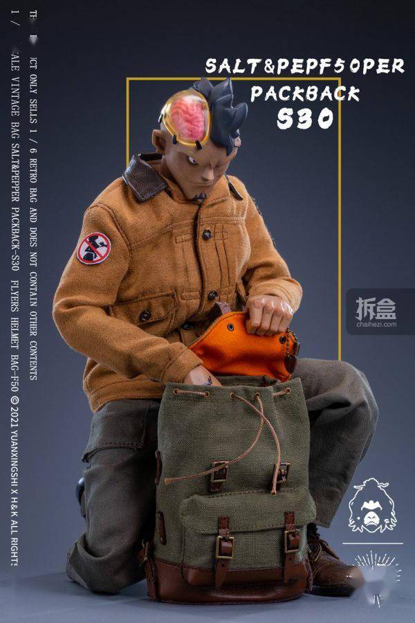 蜡布|猿行师 1/6 F50头盔包 S30复古双肩包 潮流兵人人偶配件