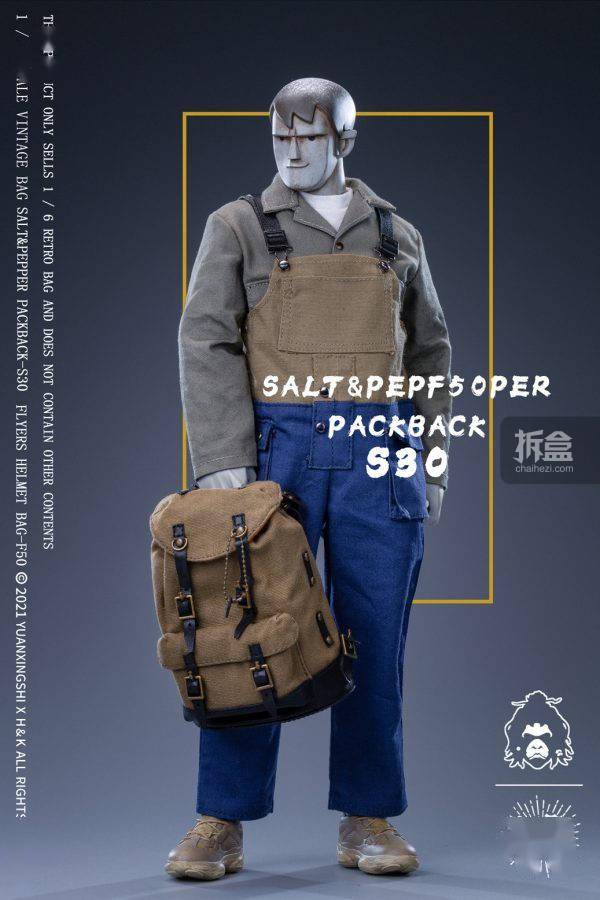 蜡布|猿行师 1/6 F50头盔包 S30复古双肩包 潮流兵人人偶配件