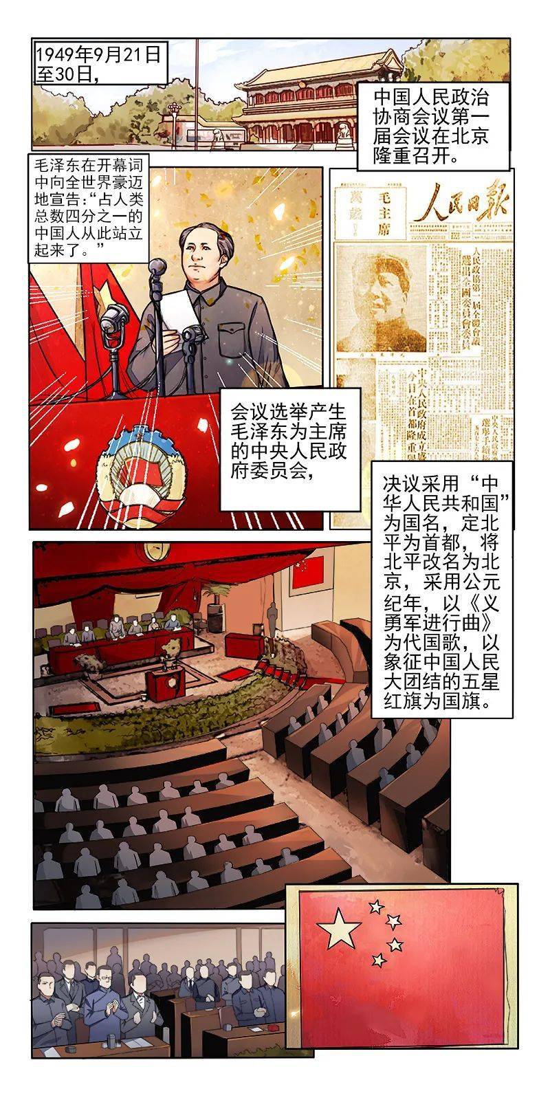 四史 学习 漫画新中国史 开国大典 毛泽东