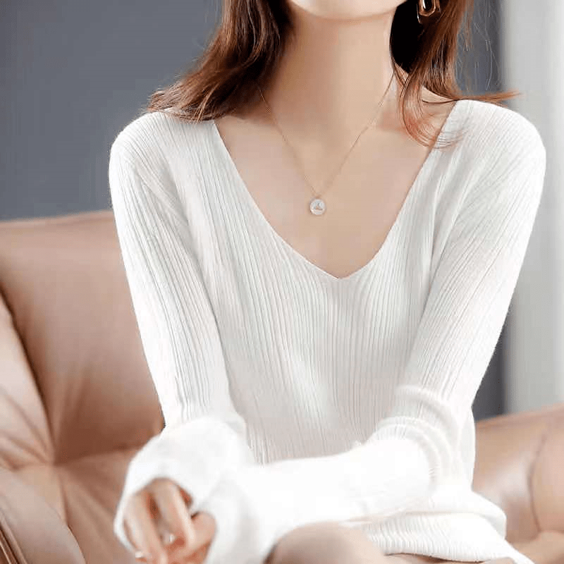 优惠|早秋女款百搭细纹长袖针织衫