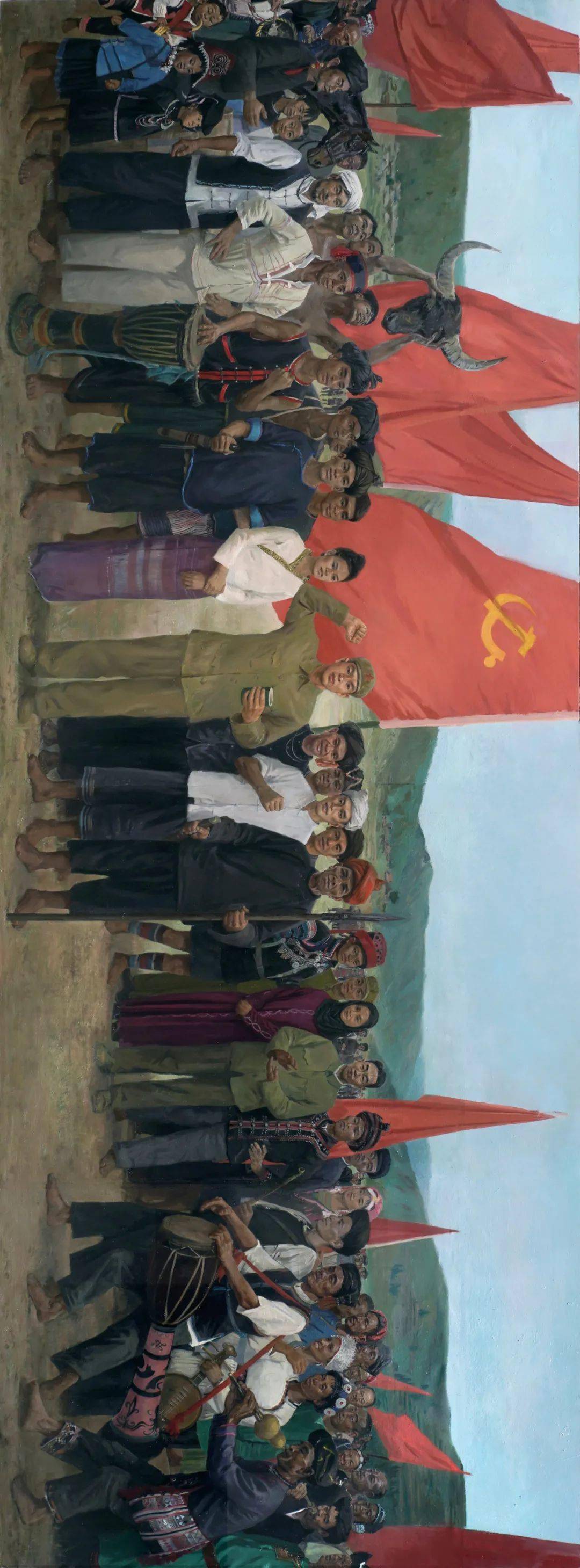 新疆民族团结油画图片