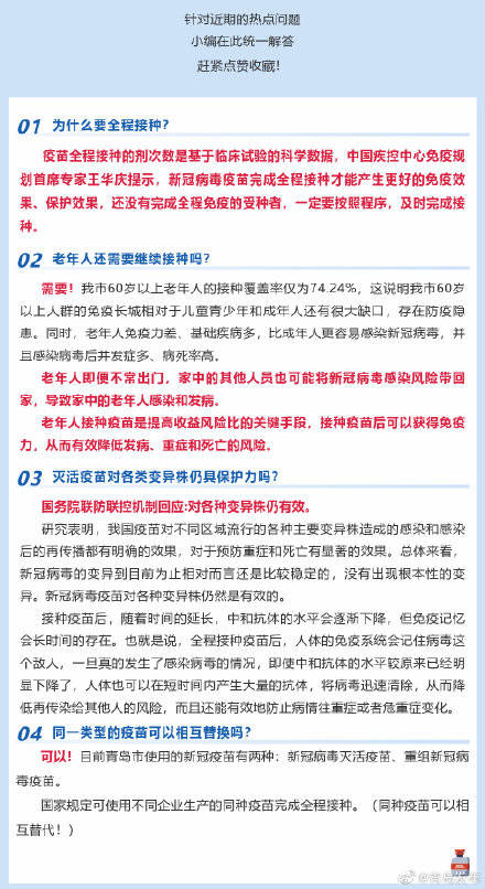 免疫|青岛超800万人接种两针新冠疫苗