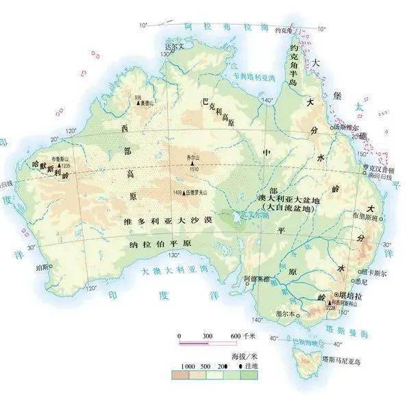 澳大利亚山脉地形图图片