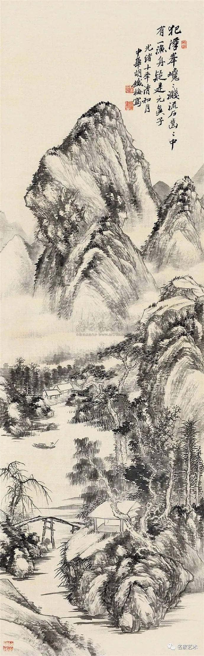 名品视界晚清画家胡铁梅的山水画欣赏一