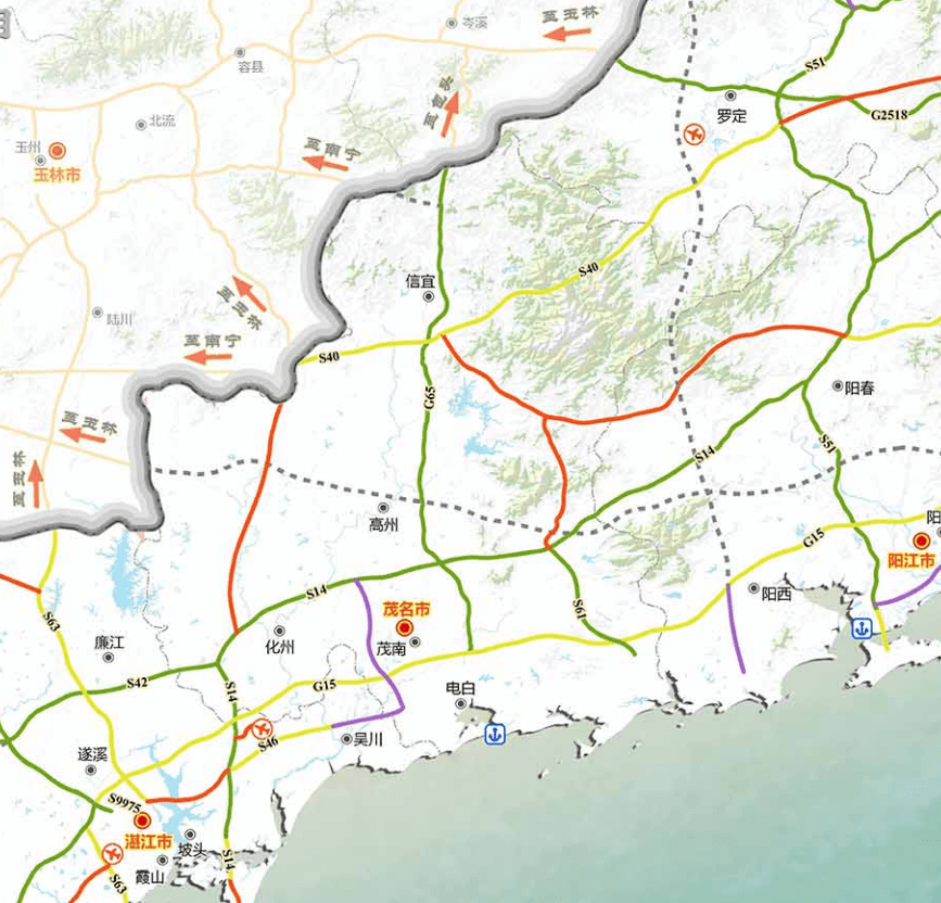 高州马贵高速路线图图片