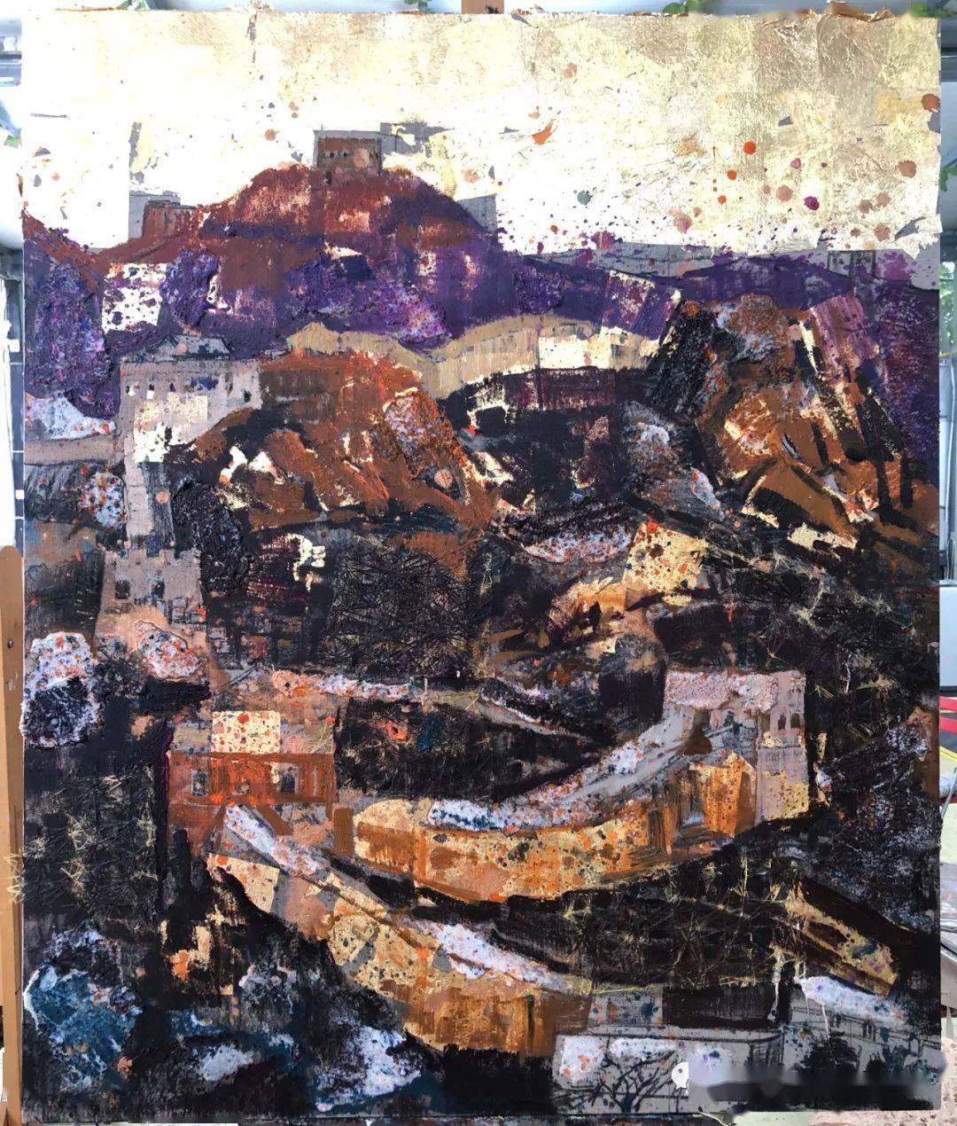 百画苑郑洪强老师秋季61金箔综合材料风景写生总结