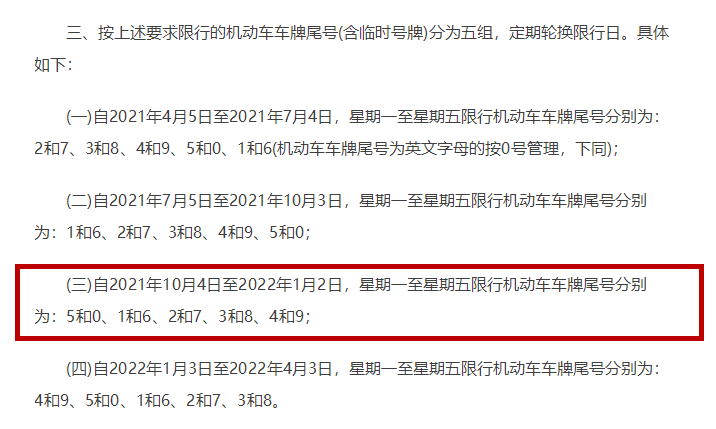 渭南限行限号时间