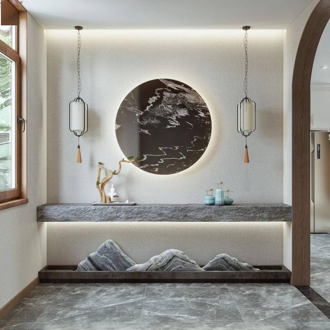 石材中式玄关如何设计这三种方案可以参考