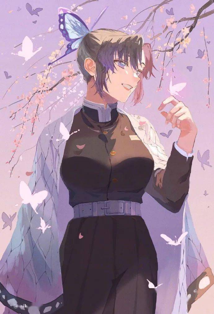 鬼灭之刃:日推上的画师绘制的蝴蝶忍,好好看啊,爱啦!_漫画