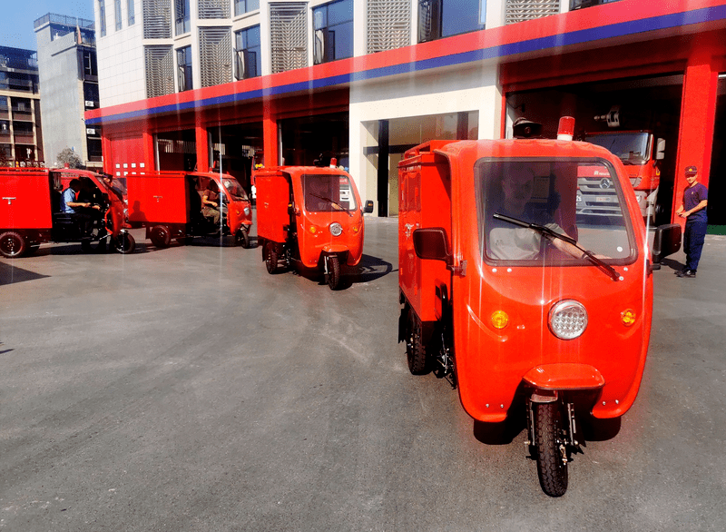 廿三里街道举行微型消防电动三轮车交接仪式