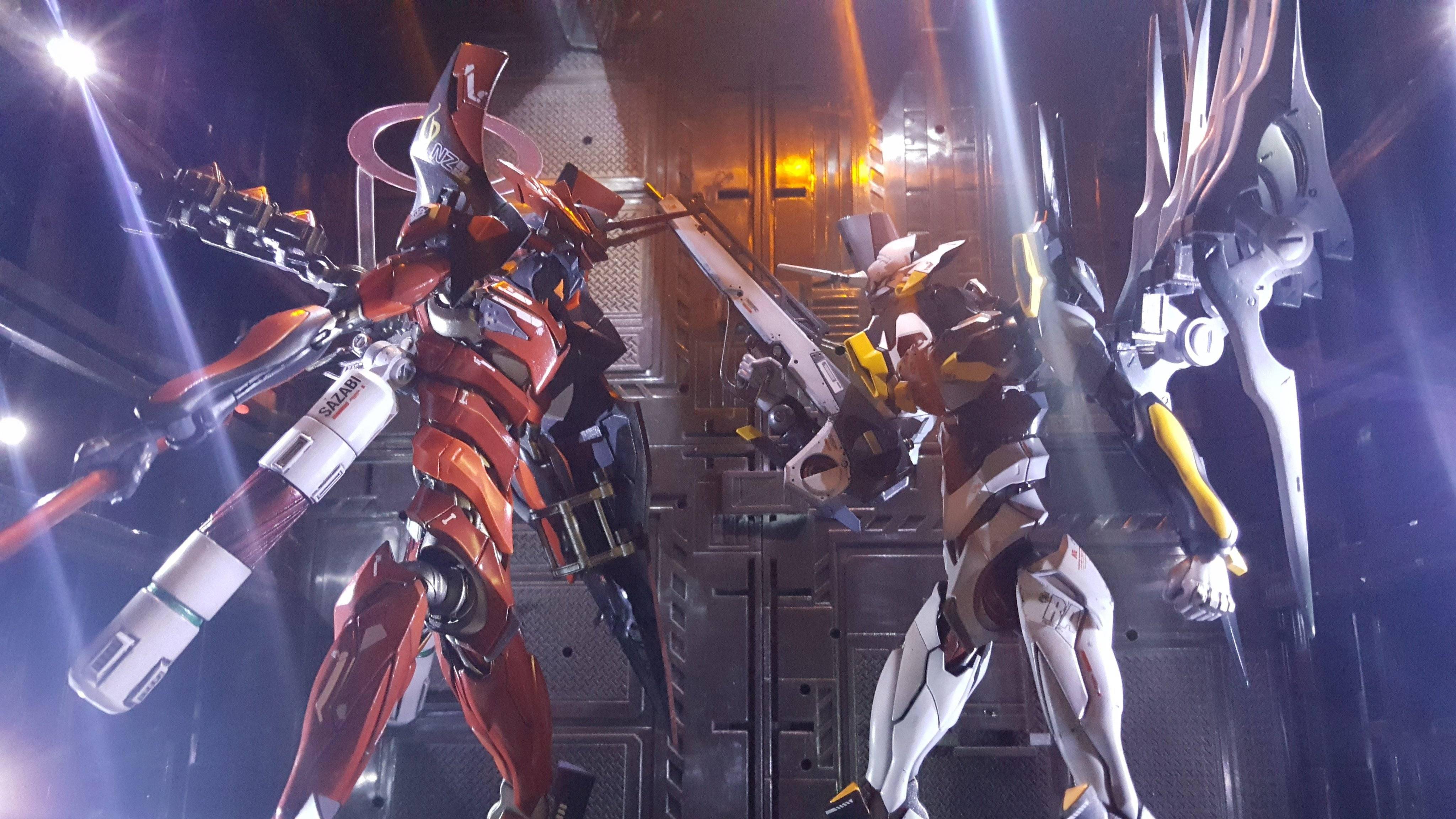 eva联动高达模型改造沙扎比6号机和牛高达初号机