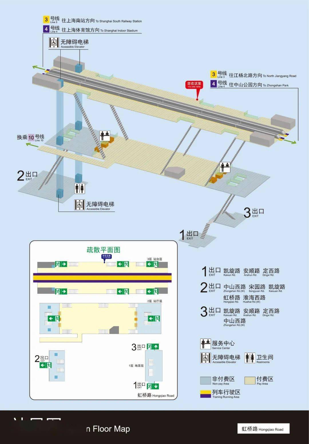 虹桥路站可换乘3号线,4号线,11号线曹杨路站可换乘3号线,4号线,9号线