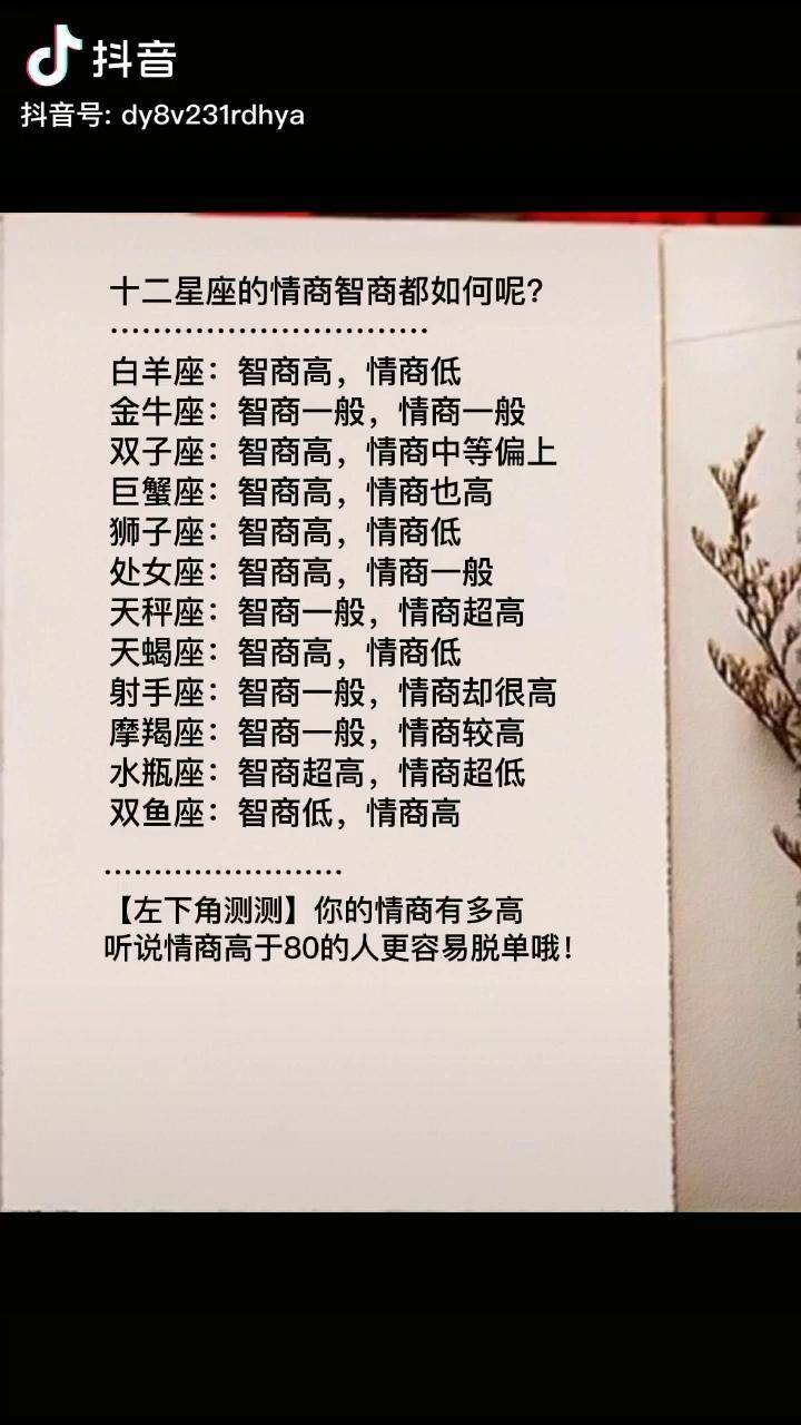 12星座你的情商有多高据说低于45分的是直男直女