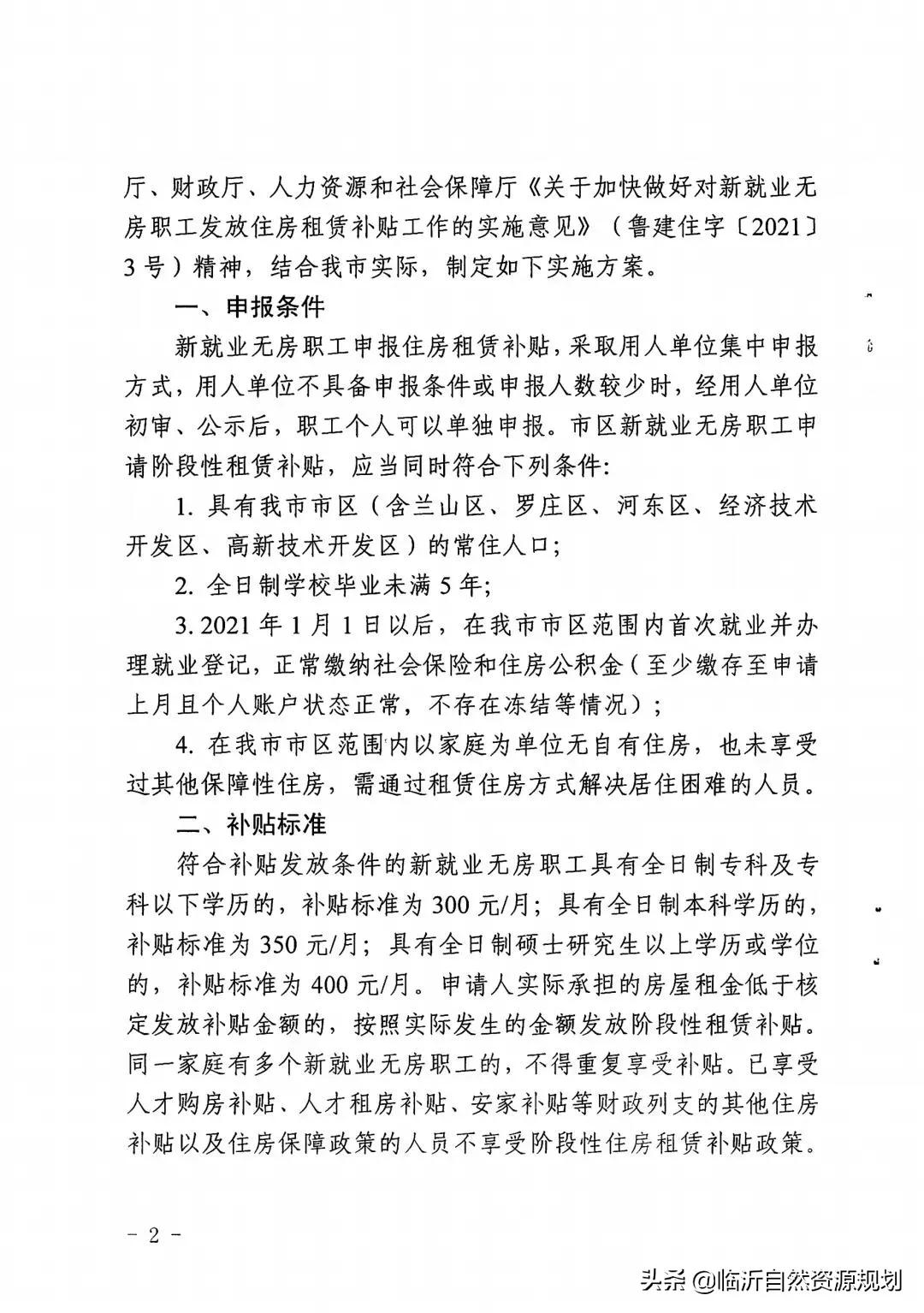 臨沂市新就業無房職工發放階段性住房租賃補貼實施方案發布