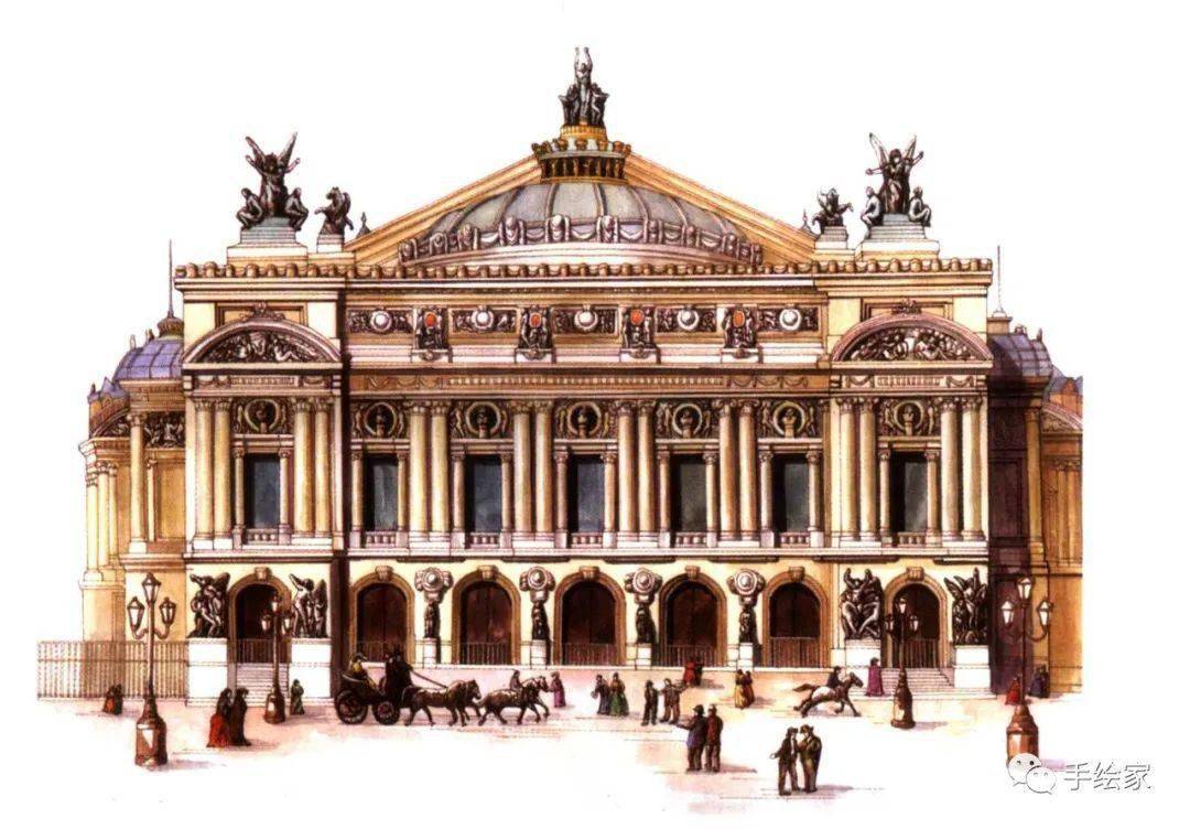 卢浮宫东立面线稿图图片