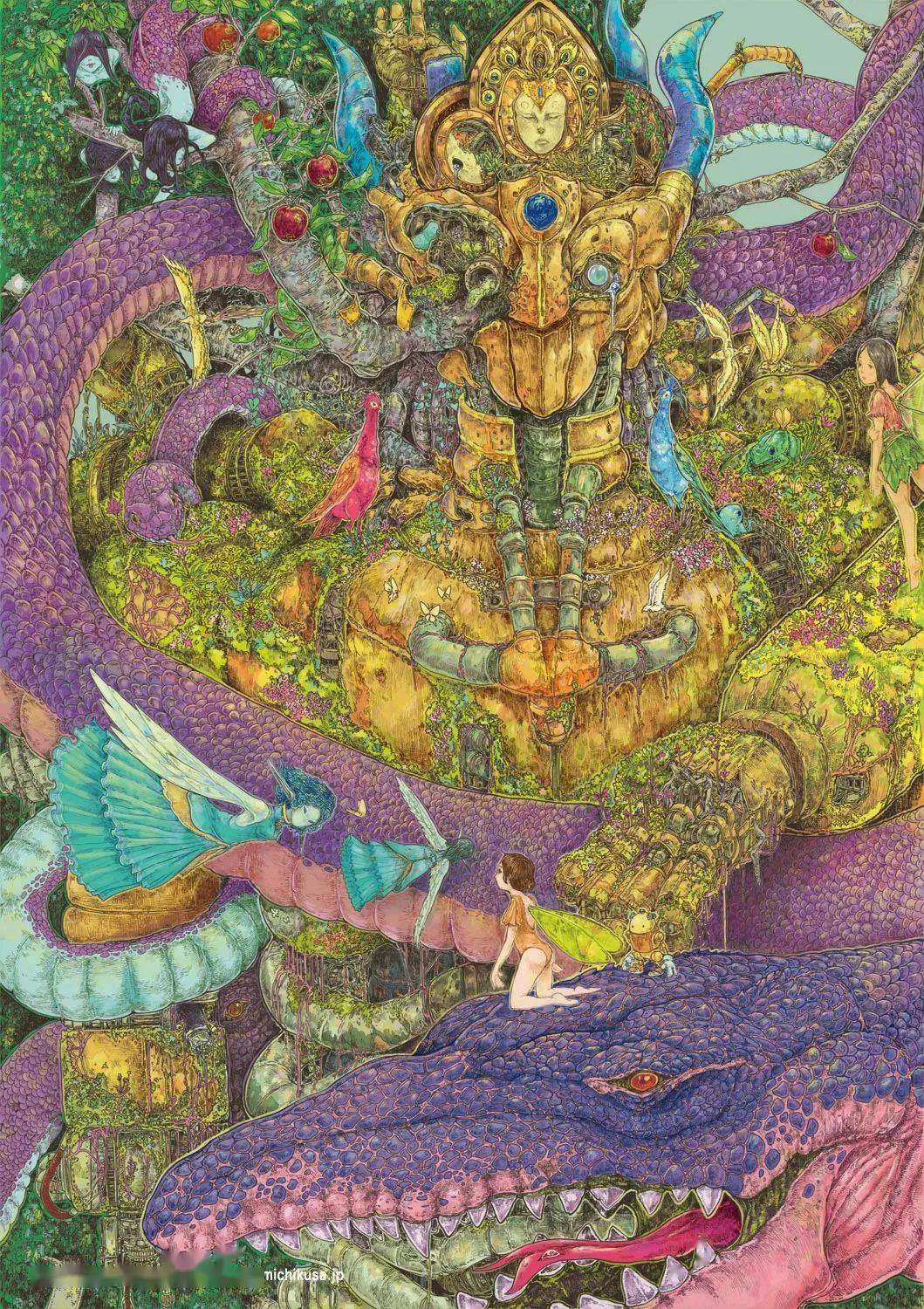 是的,他的插画复杂到你懒得抄!