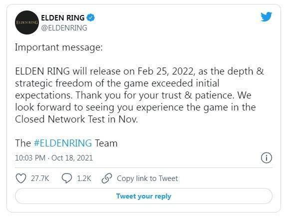测试|Elden Ring宣布推迟5周发布