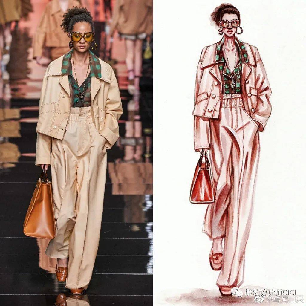 公众 手绘扒款秀场服装效果图——鸢尾Li夏