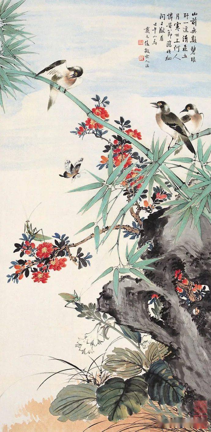 酒仙戴元俊花鸟画作品赏析