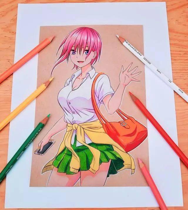 彩铅卡通画手绘彩铅动漫卡通画这色彩太好看了吧