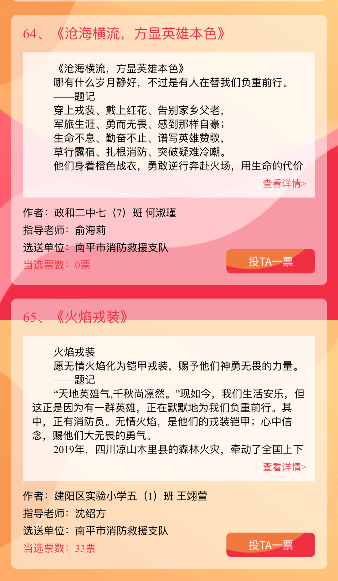 福建省第六屆小小消防員兒童繪畫作文大賽投票開始啦