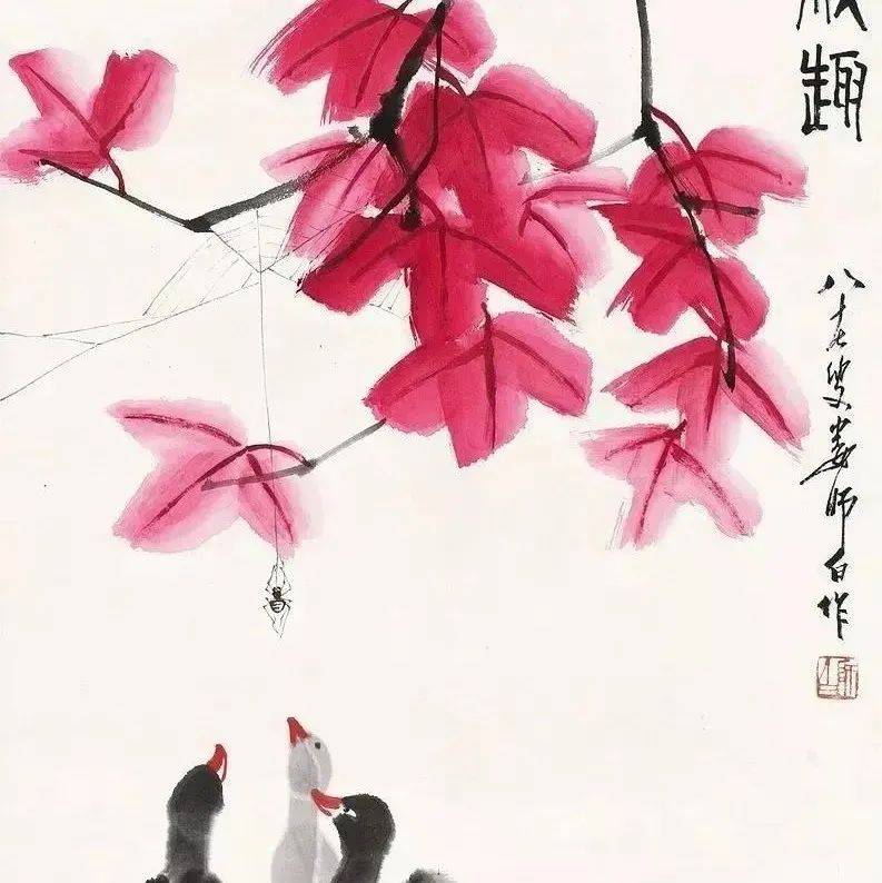 国画里的晚秋，美到骨子里_红叶