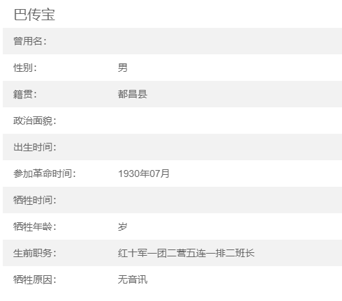 都昌英烈名录巴传宝