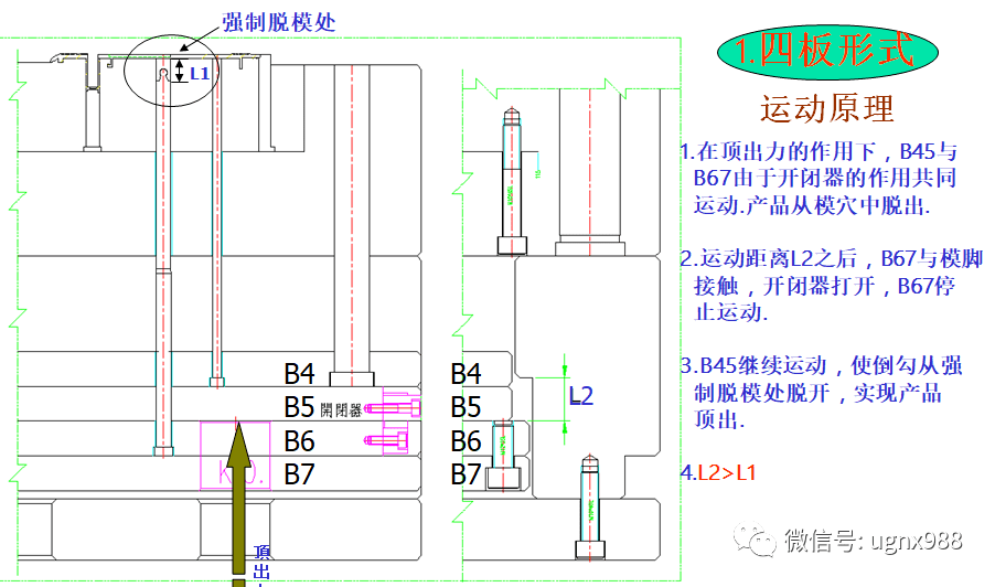 塑胶模具二次顶出强制脱模