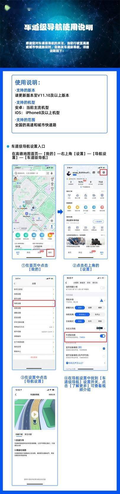 导航|高德车道级导航已支持全国高速和城市快速路