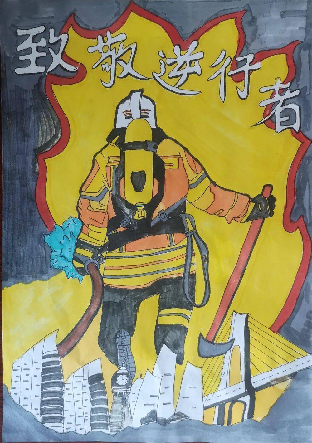 119消防宣传月海西州中小学消防绘画作品评比展览活动网上投票开始啦