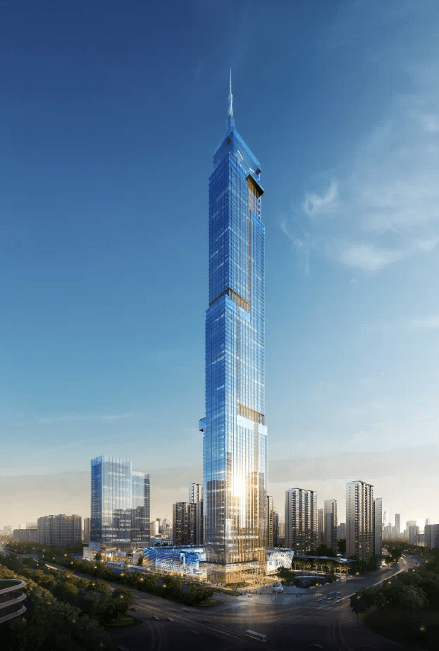 中央活力区日照中心项目56办公楼喜封金顶