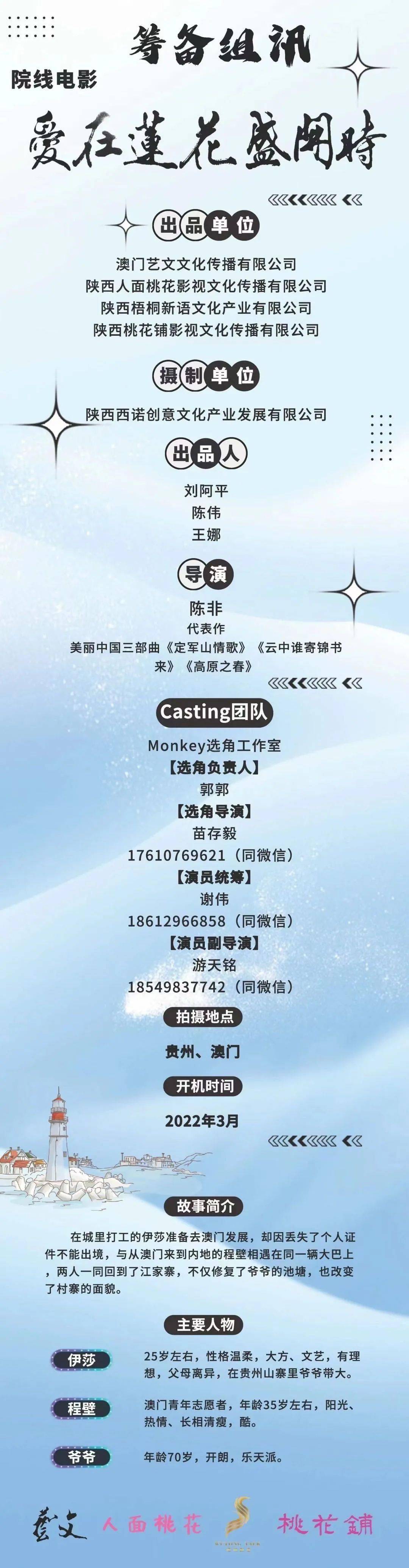 Casting|11/5组讯 | 史诗巨制《台湾1885》、史诗级宏图巨制《浮世荟》、网剧《你如璀璨星河》等