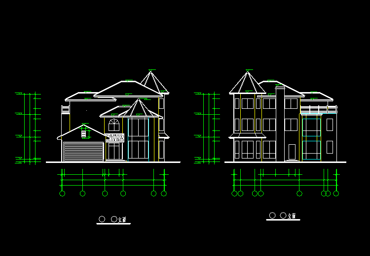 分享 北美风情小别墅设计cad建筑施工图