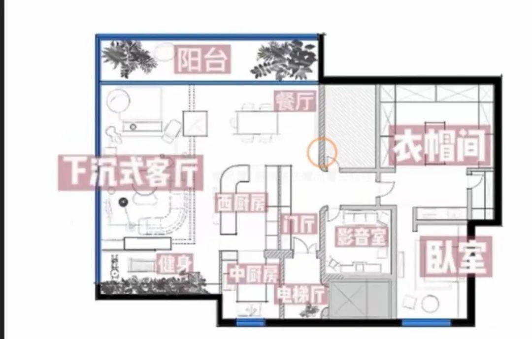 乔晶晶的大平层,不是像传统户型的几室几厅,400㎡的空间只有一个主卧