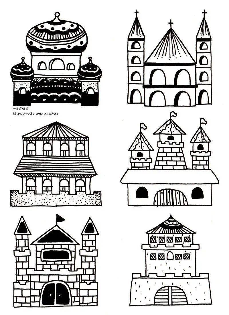 67线稿简笔线稿素材房子建筑线稿