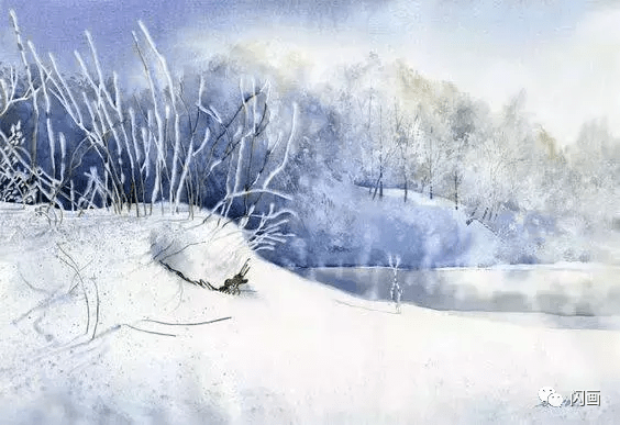 水彩画(雪景)№205-