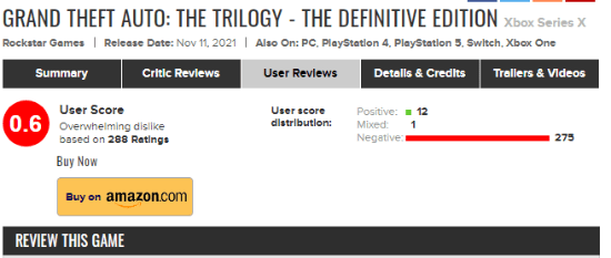 玩家|《GTA三部曲》遭差评轰炸 M站上百名玩家给出零分