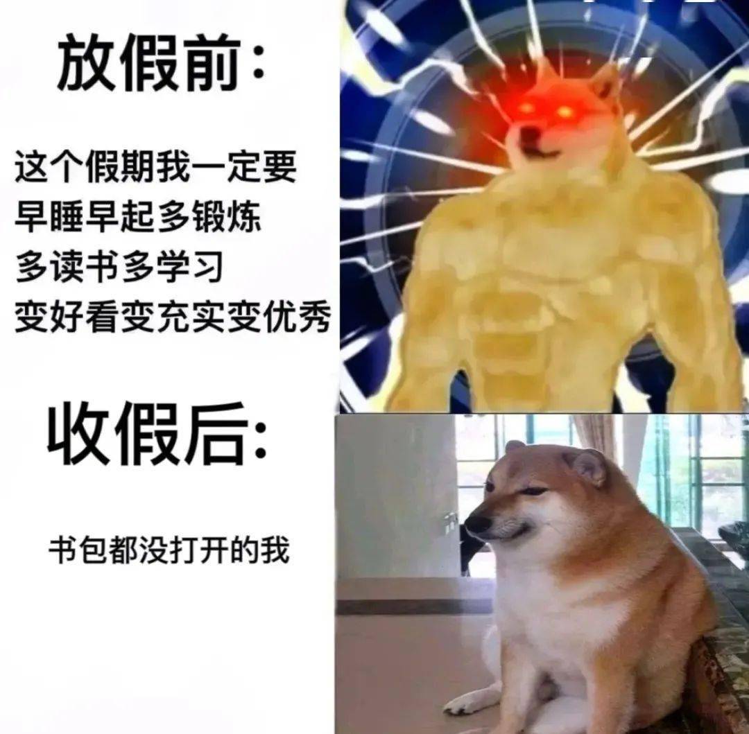 放假前:这个假期我一定要早睡早起多锻炼多读书多学习变好看变充实变