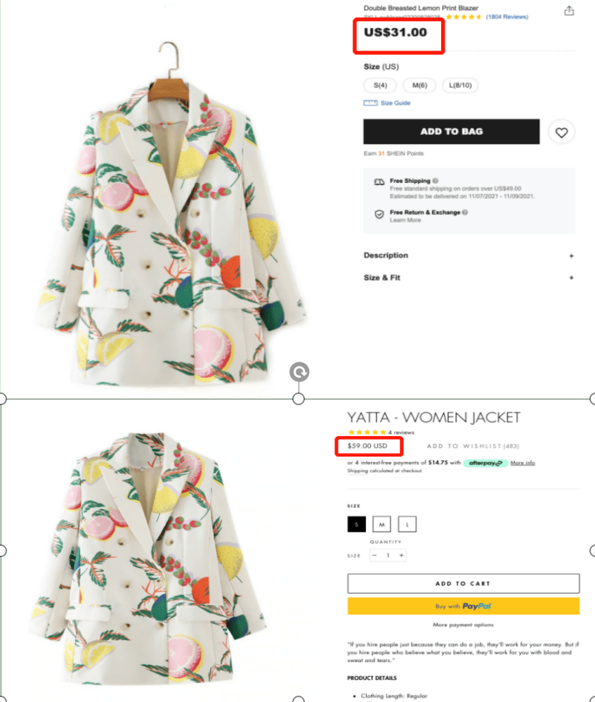 小卖家 偷袭 Shein 在ins倒卖服装 加价6倍 利润丰厚 Etsy