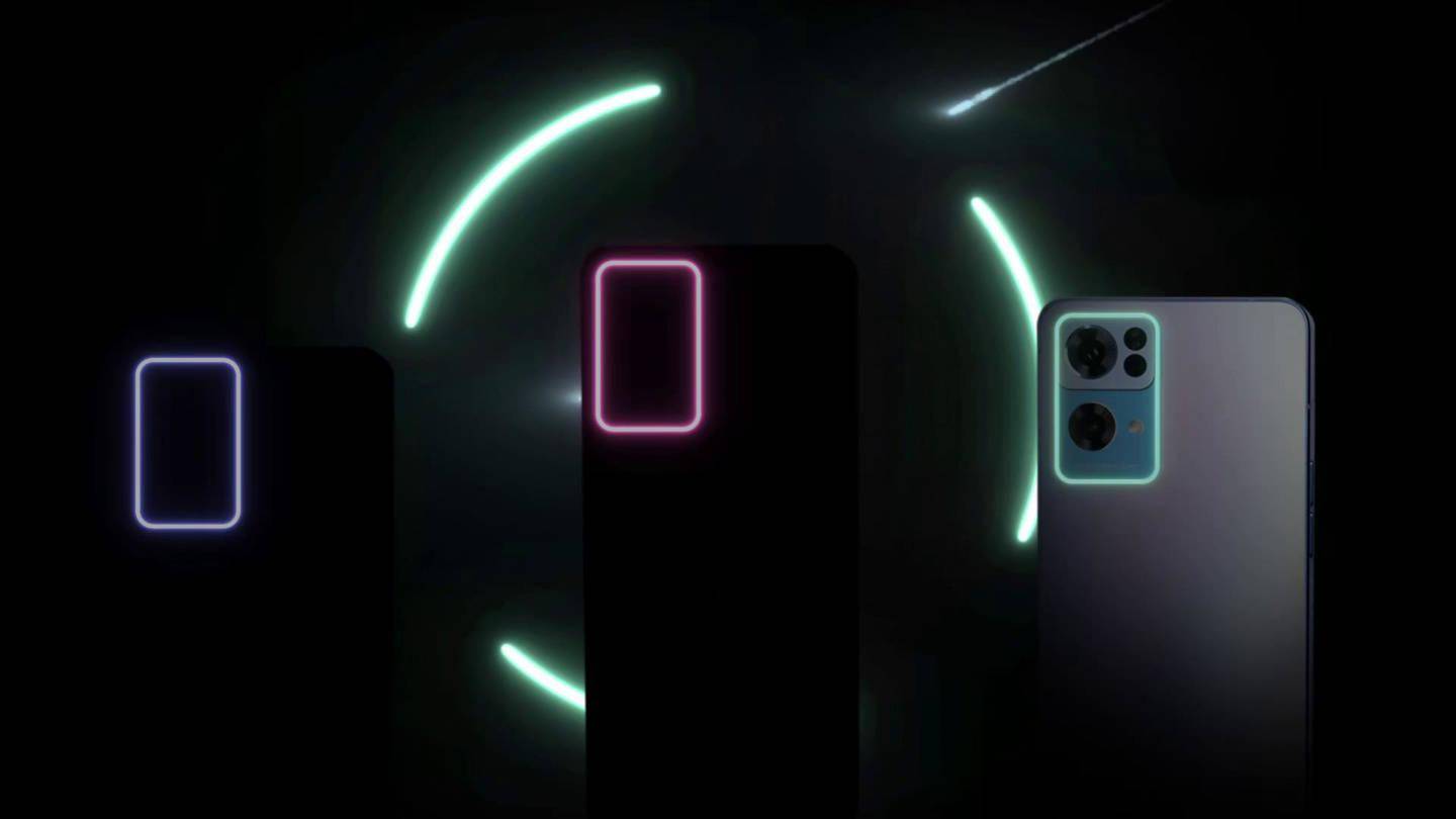 OPPO Reno7 Pro 配备“星环呼吸灯”，后置镜头模组边缘可发光