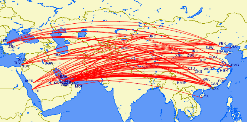 一带一路 | 我国国际航空运输政策与市场研究之中东篇_航线