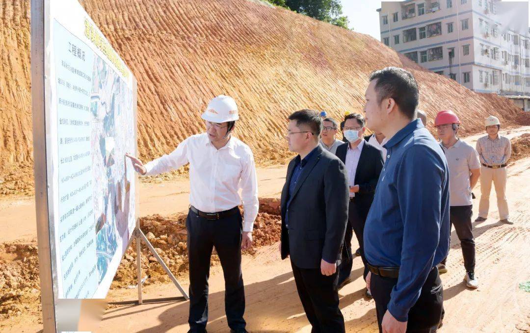 镇领导一行对谢坑至塘厦横塘道路工程(清溪段,桥清路连接线,博深高速