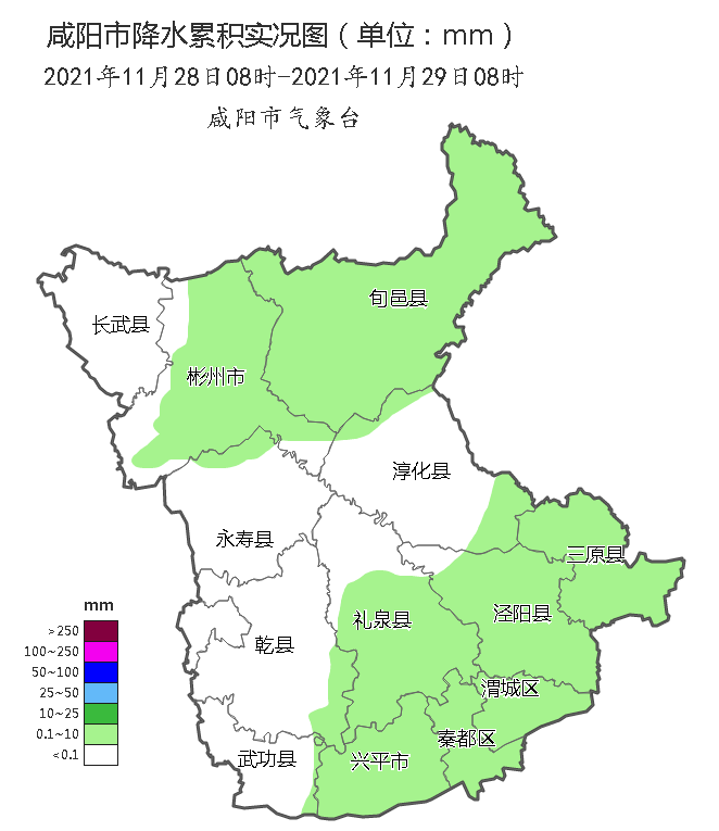 此外,长武,彬州,永寿,旬邑,乾县,礼泉,泾阳,淳化,秦都,渭城,武功共31