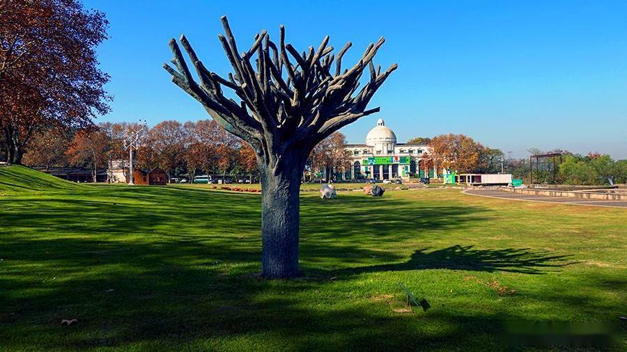 艺术家在武汉石门峰纪念公园的生态雕塑作品吸引众多观众前往欣赏