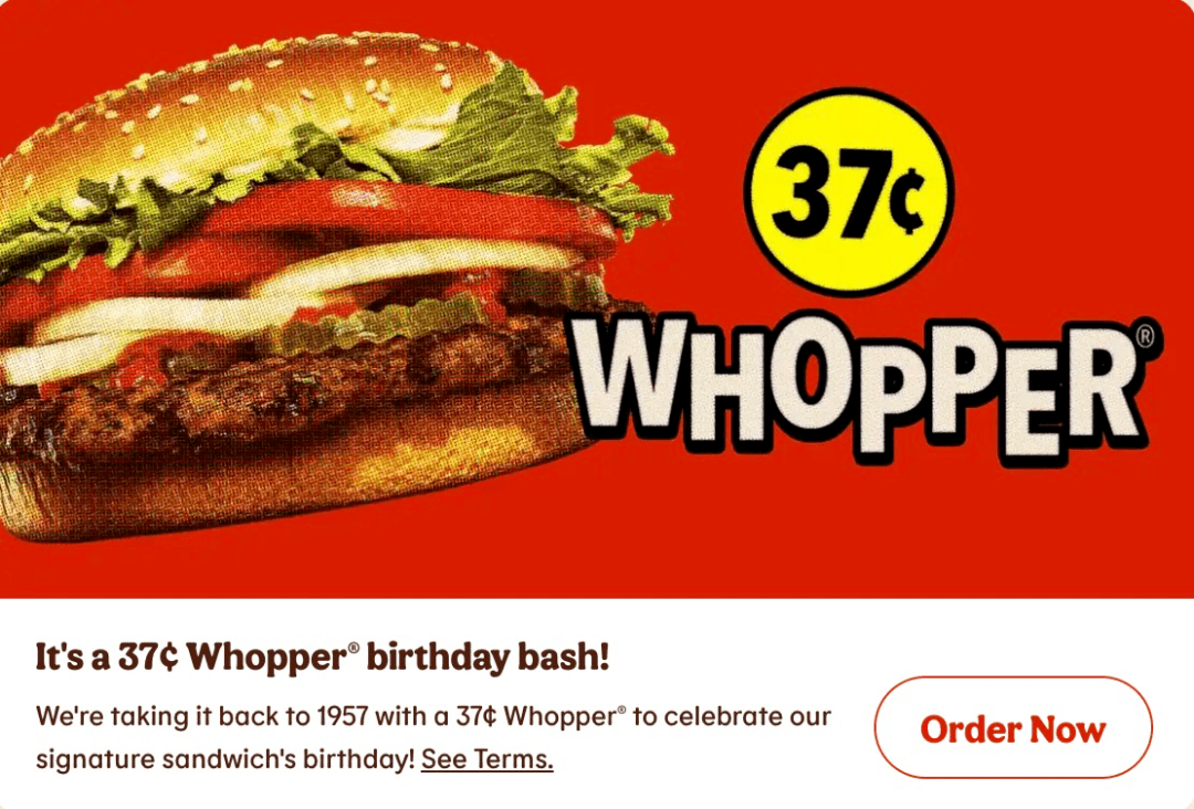 限时2天!burger king皇堡whopper仅需$0.37!午餐就吃它了!_星标_offer