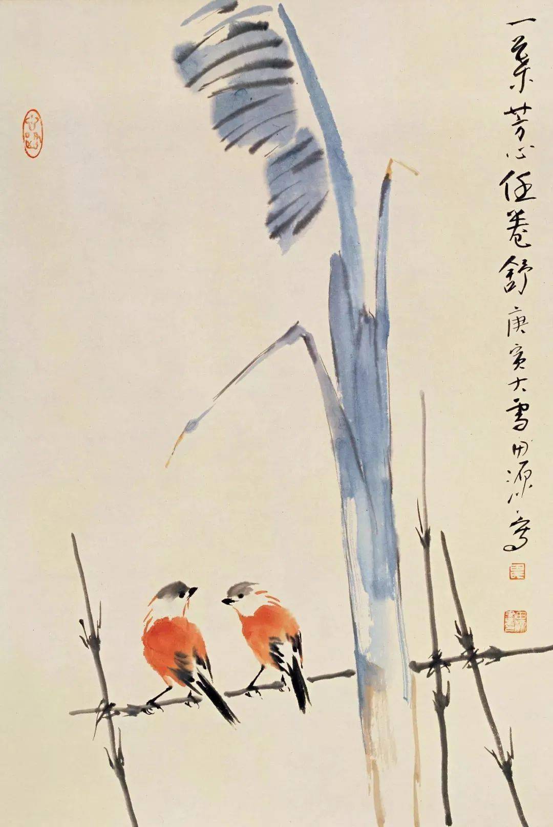 简而意远,寥寥数笔写成生动可爱的小鸟_田源_花鸟画_浙江美术学院