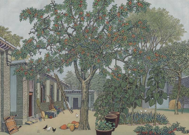 《李村大枣树》 祝大年 1972年 钢笔画 38×53cm