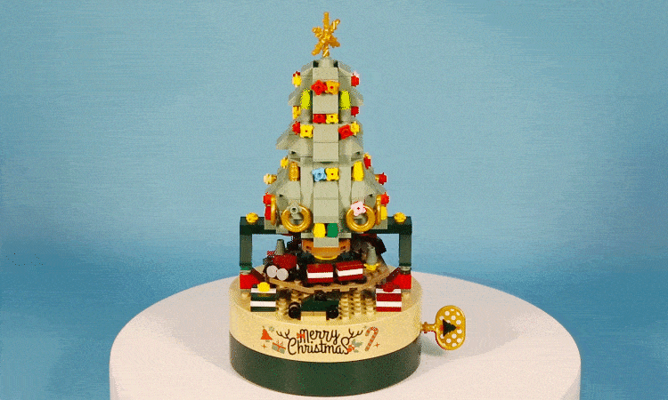 乐高式拼插圣诞树积木音乐盒炫酷又梦幻的圣诞礼物