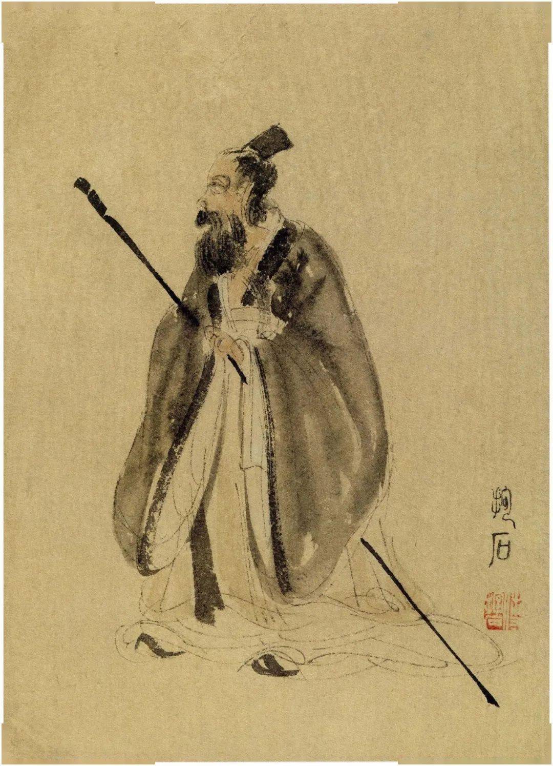 诗画阅微傅抱石高士图册线条精妙