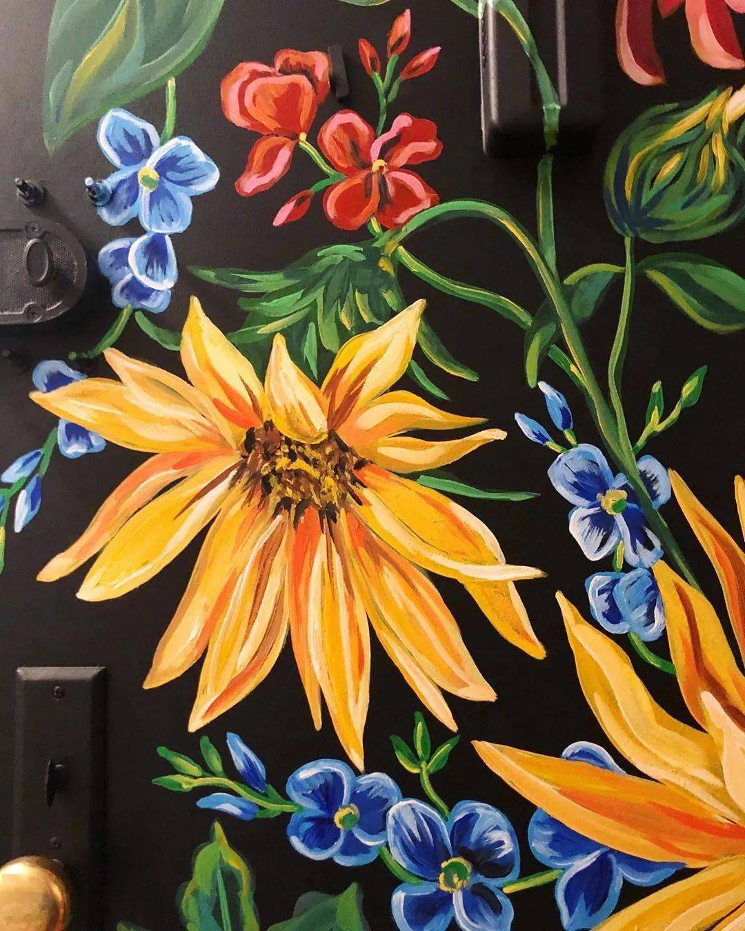 爱死这种绘墙了,美到邻居羡慕嫉妒_植物_颜料_作品